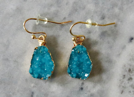 blue druzy earrings