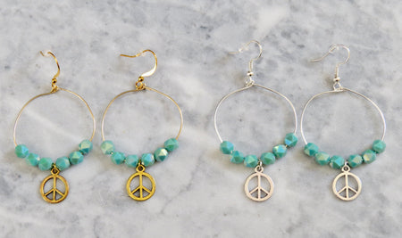 beaded peace earrings