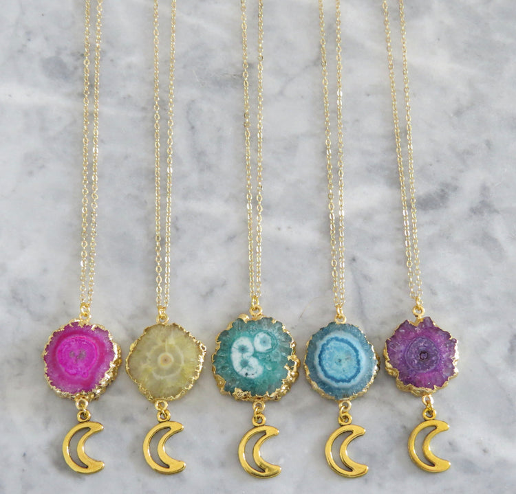 geode moon necklace