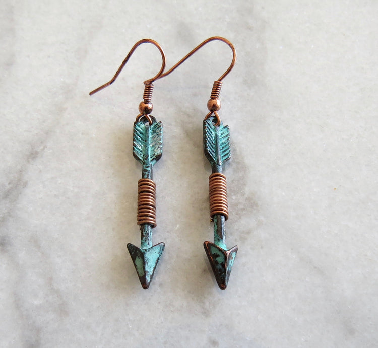 patina arrow earrings