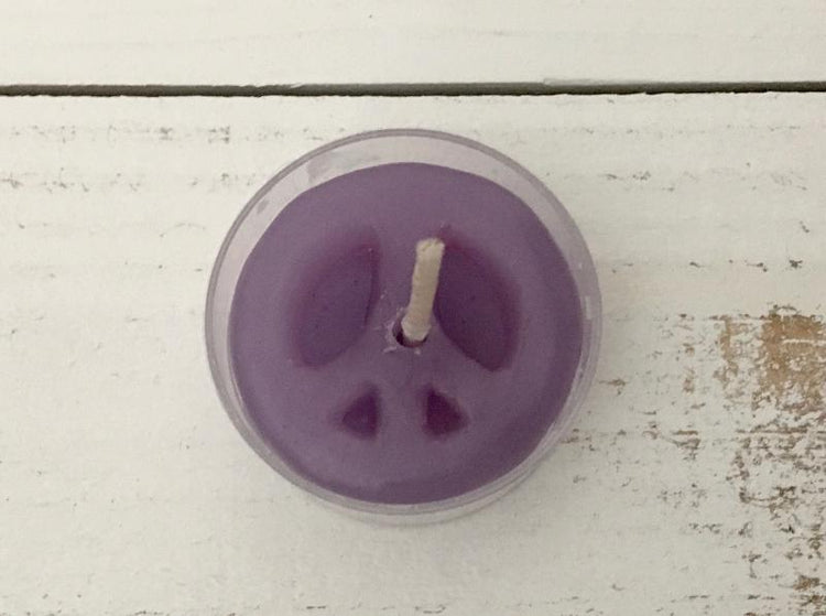 Light purple peace sign candle