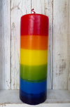 Rainbow pillar candle