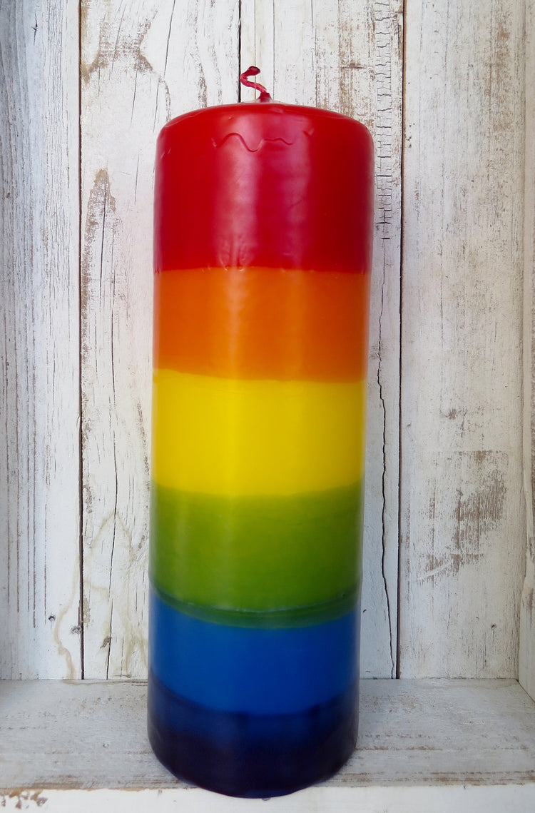 rainbow pillar candle