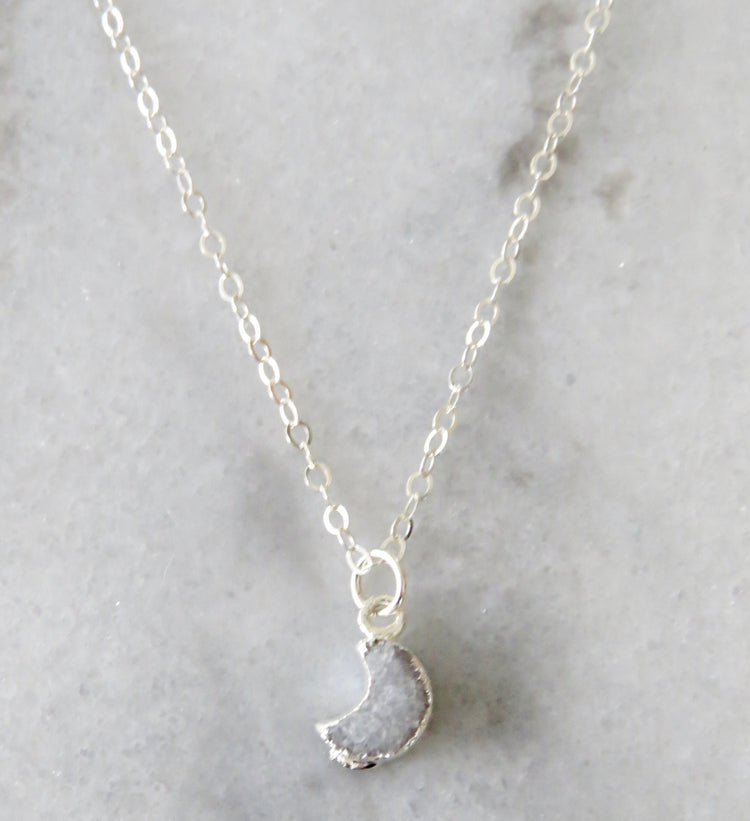 druzy moon necklace