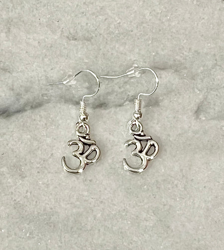 silver OM earrings