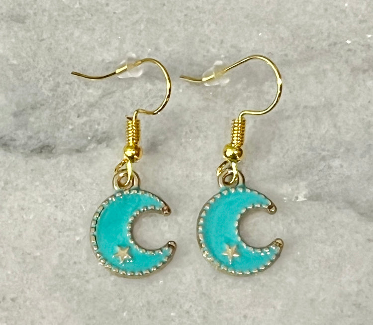 turquoise moon earrings